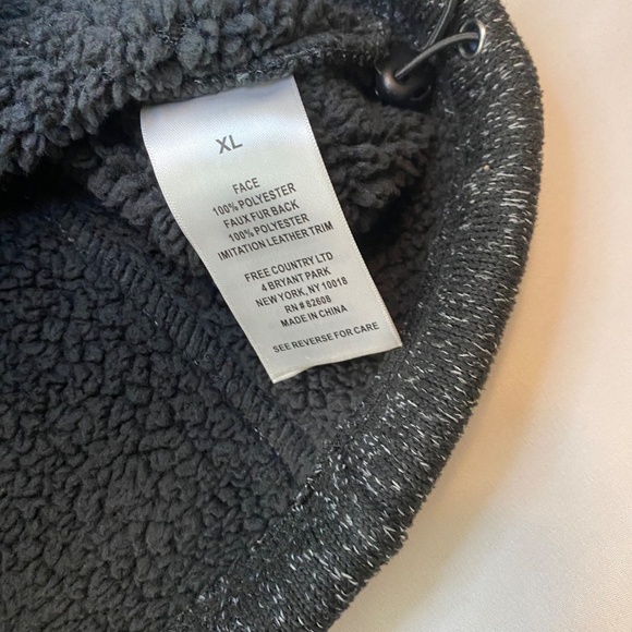 Free Country Men's Osprey Gray Black‎ Knit Hoodie Jacket Fleece Lined- XL - Picture 7 of 12